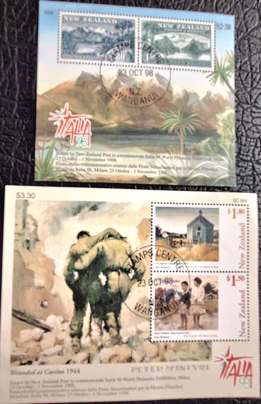 New Zealand 1998 Italia '98 Set of 2 Cancelled Miniature Sheets