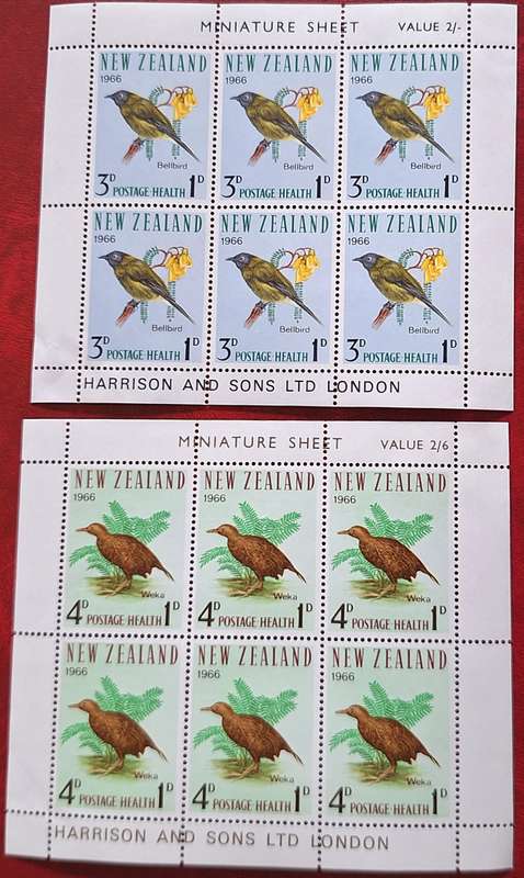 New Zealand 1966 Health Issue Birds Set of 2 Mint Miniature Sheets