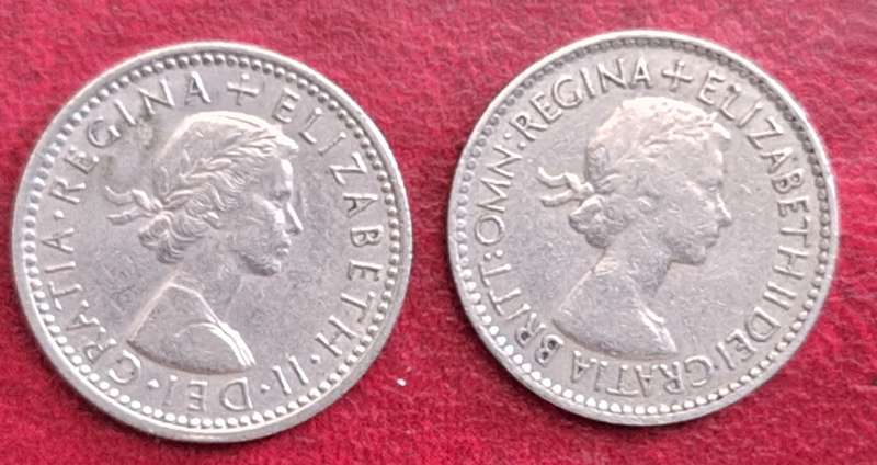 GB 1953 and 1956 Six Pence  Copper-nickel