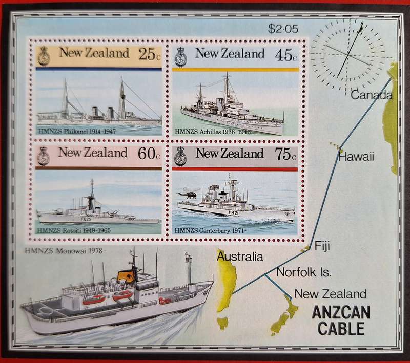 New Zealand 1985 Anzac Cable Unused Hinged Miniature Sheet