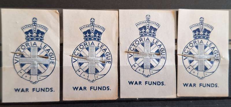 Victoria League War Funds Paper Labels with pin through center
