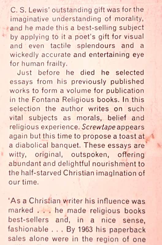 Screwtape Proposes a Toast and Other Pieces by C S Lewis Paperback