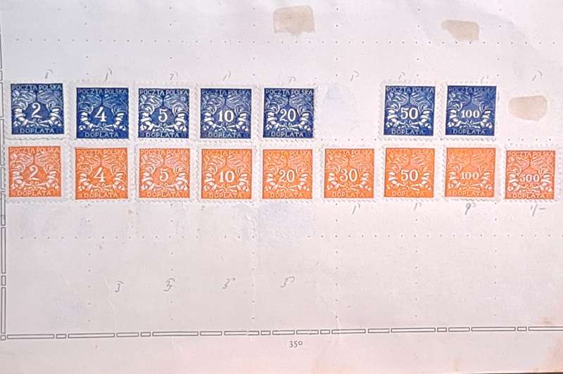 Poland 1919 Postage Due 16 Unused stamps on paper