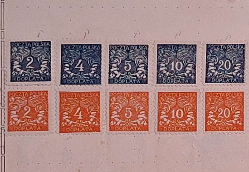 Poland 1919 Postage Due 16 Unused stamps on paper