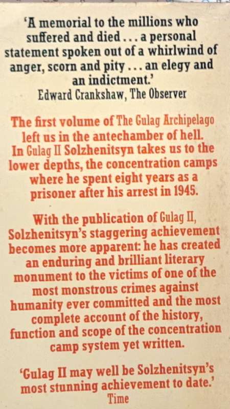 The Gulag Archipelago Two by Alexander Solzhenitsyn Paperback Translated by Thomas F Whitney