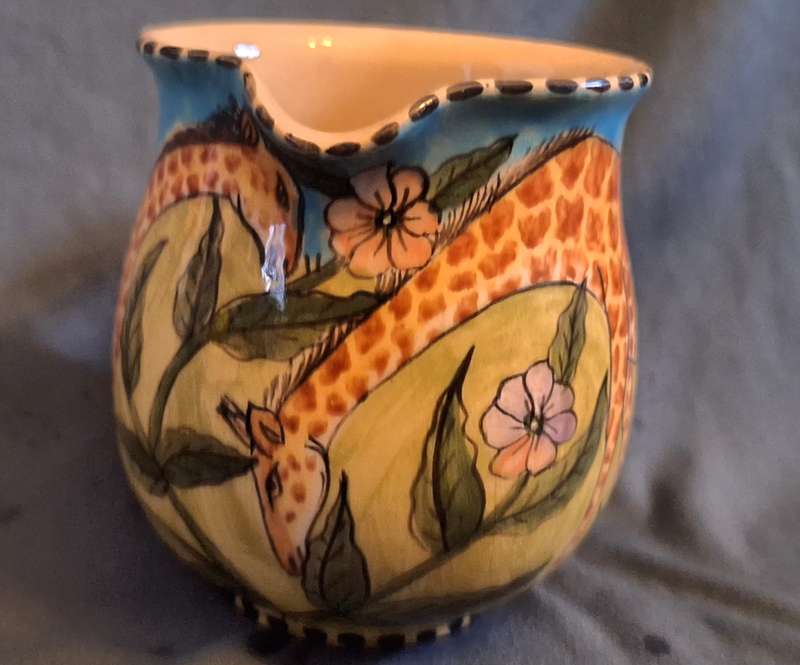 Water Berry Pottery Zimbabwe Milk Jug Giraffe Design
