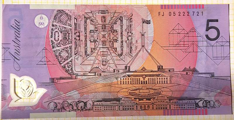 Australia 5 Dollar Bank Note FJ05222721