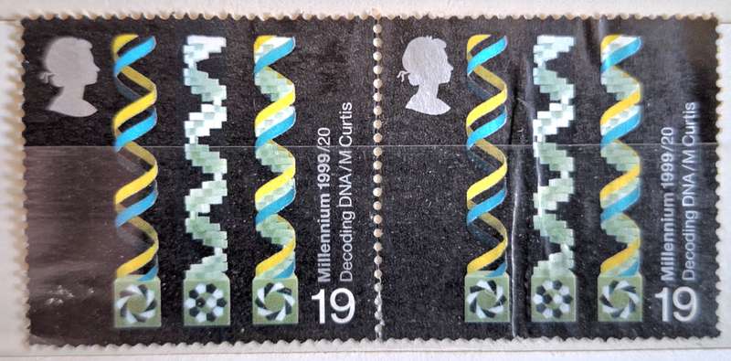 GB 1999 Millennium 19p Decoding DNA Pair of Used stamps