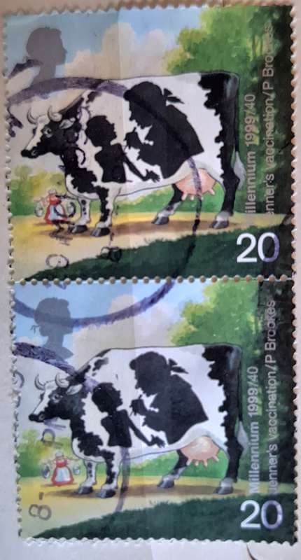 GB 1999 Patients Tale: Vaccination Vertical Pair of Used stamps