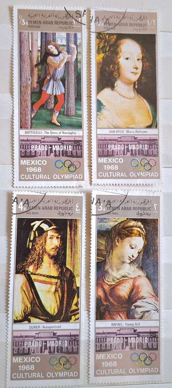 Yemen 1968 Famous Paintings Prado Madrid4 Cancelled stamps