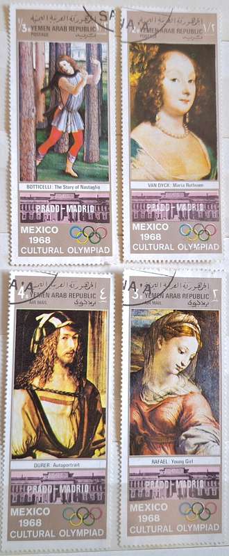 Yemen 1968 Famous Paintings Prado Madrid4 Cancelled stamps