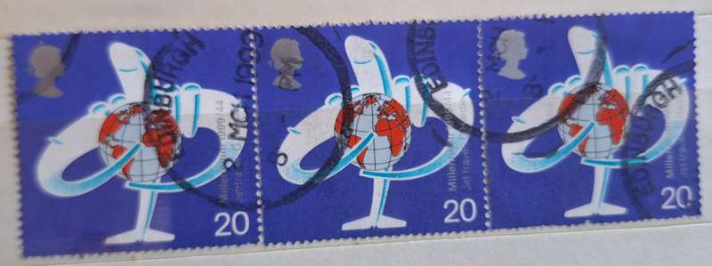 GB 1999 Travellers Tale: International Air Travel Strip of 3 Used stamps