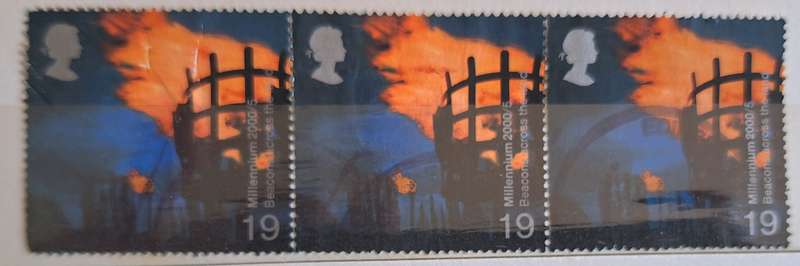 GB 2000 Millenium: Beacons across the land Strip of 3 Used stamps