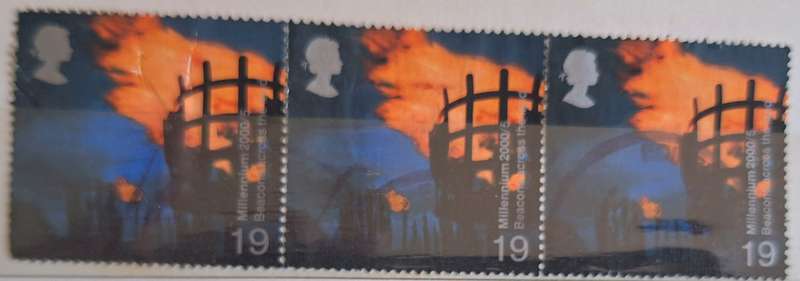 GB 2000 Millenium: Beacons across the land Strip of 3 Used stamps