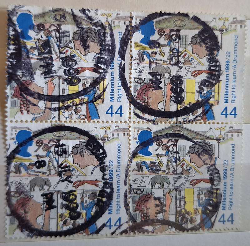 GB 1999 Right to Learn Block of 4 Cancelled stamps
