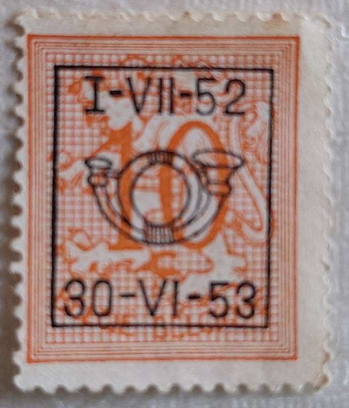 Belgium 1952 Precancelled Numeral Definitive 1 Unused stamp
