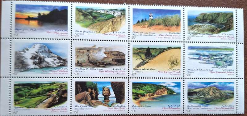 Canada 1993 Canada Day-Provincial and Territorial Parks Set of 12 Mint stamps in Block