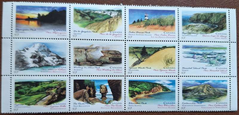 Canada 1993 Canada Day-Provincial and Territorial Parks Set of 12 Mint stamps in Block