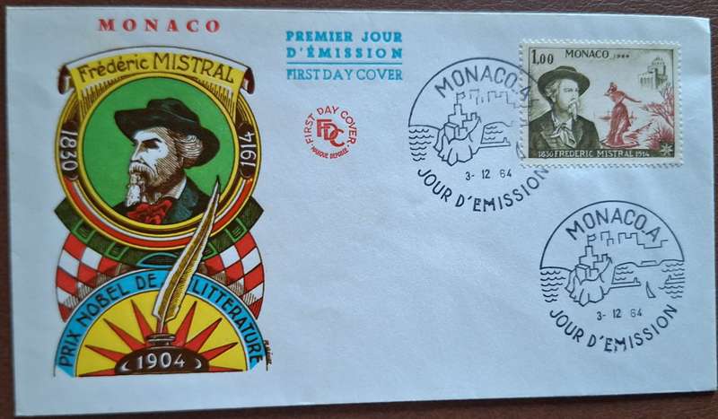 Monaco 1964 Frederic Mistral FDC