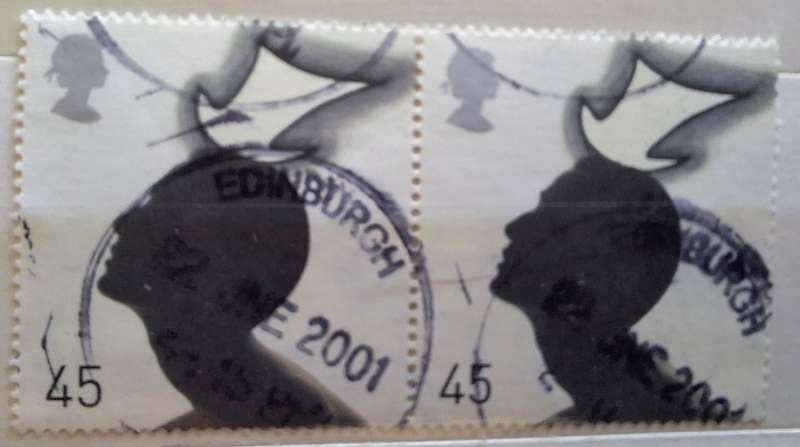 GB 2001 Fabulous Hats 45p Pair of Used stamps