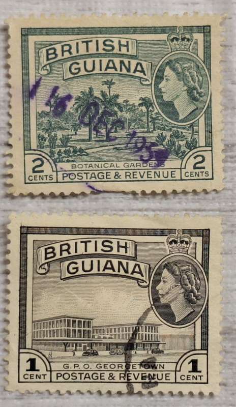 British Guiana 1954 Pictorials 2 Used Hinged stamps