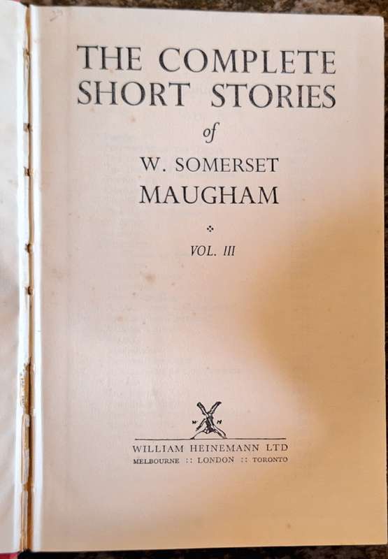 The Complete Short Stories of W Somerset Maugham Hardcover Vol 3 Reprint 1952