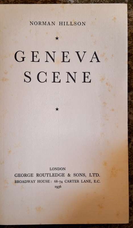 Geneva Scene by Noman Hillson Hardcover 1936 First Edition