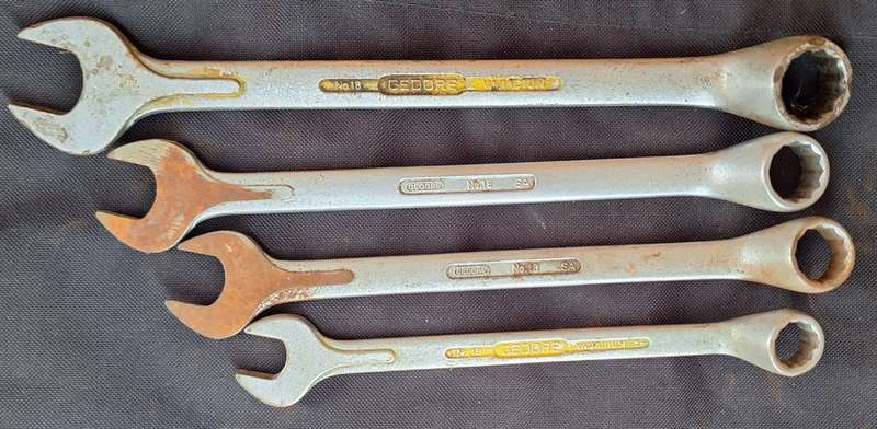 Gedore Combination Spanners 22 19 18 and 15