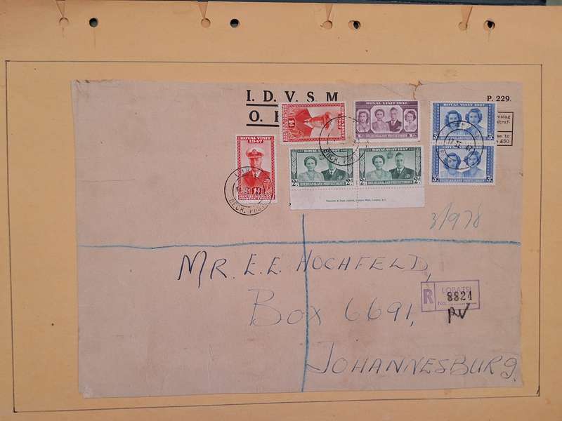 Bechuanaland 1947 Royal Visit on Registered O.H.M.S Paper Mounted on Craft Paper