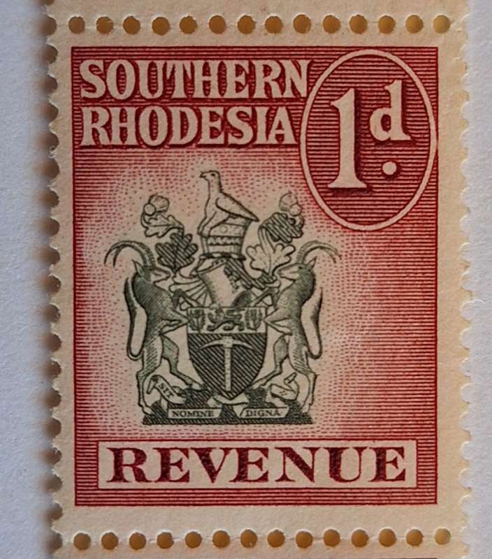 Southern Rhodesia Revenue 1954 1d Revenue Strip of 3 Mint stamps