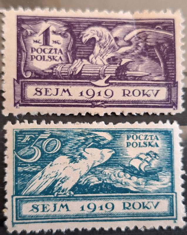 Poland 1919 National Assembly Issue 2 Unused Hinged stamps