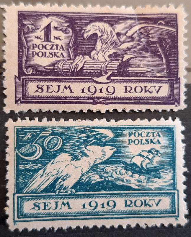 Poland 1919 National Assembly Issue 2 Unused Hinged stamps