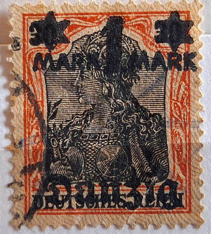 Danzig 1920 MARK1MARK overprint 1 Used Hinged stamp