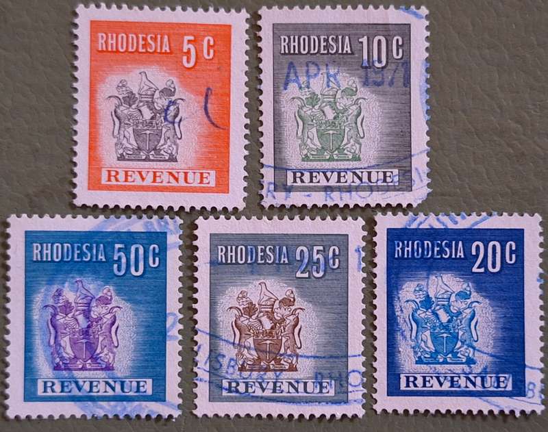 Rhodesia 1966 Revenue 5 Used stamps