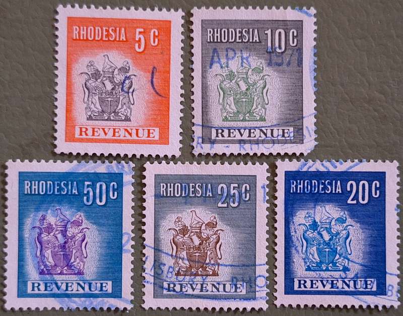 Rhodesia 1966 Revenue 5 Used stamps