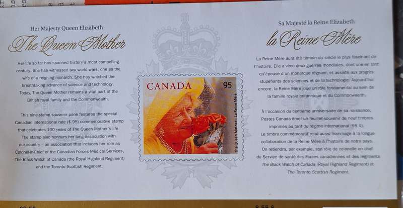 Canada 2000 Queen Elizabeth the Queen Mother's 100th Birthday Souvenir Sheet in Presentation Pack