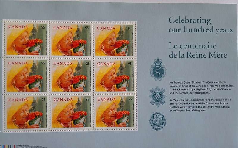 Canada 2000 Queen Elizabeth the Queen Mother's 100th Birthday Souvenir Sheet in Presentation Pack