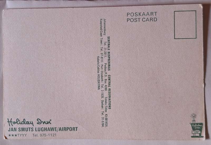 Vintage Post Card Holiday Inn at Jan Smuts Airport
