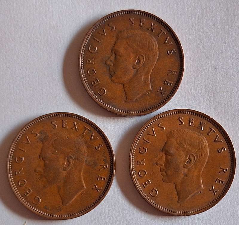 South Africa 1950,51,52 George VI 1/2d Half Penny Bronze