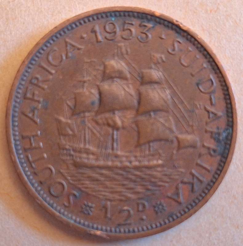 South Africa 1953 Elizabeth II Half ½ Penny Bronze