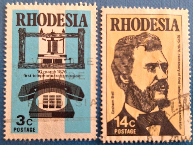 Rhodesia 1976 Telephone Centenary Set of 2 Used stamps