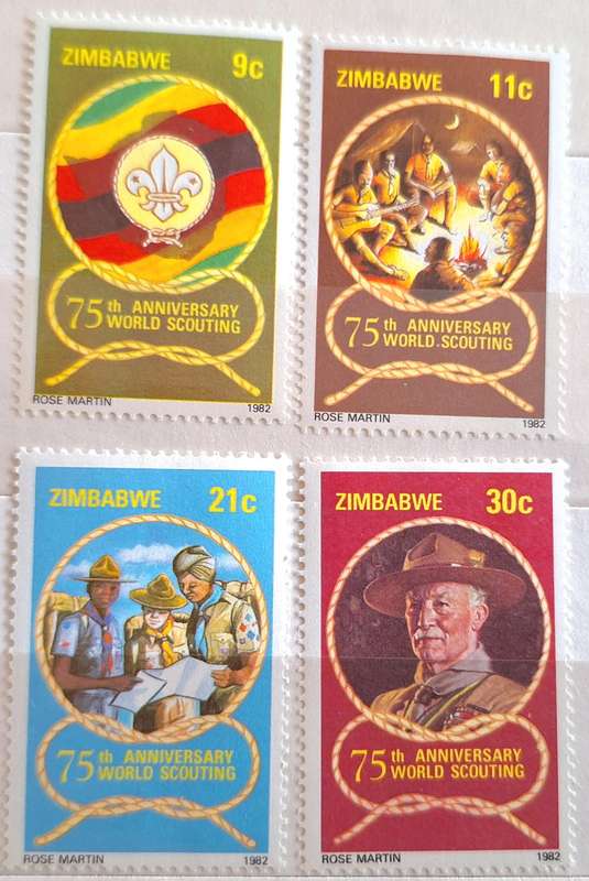 Zimbabwe 1982 75th Anniversary of Boy Scouts Set of 4 Mint stamps