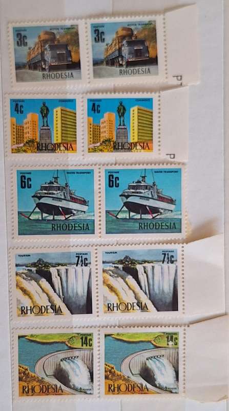 Rhodesia 1970 Definitive 5 Mint Pairs