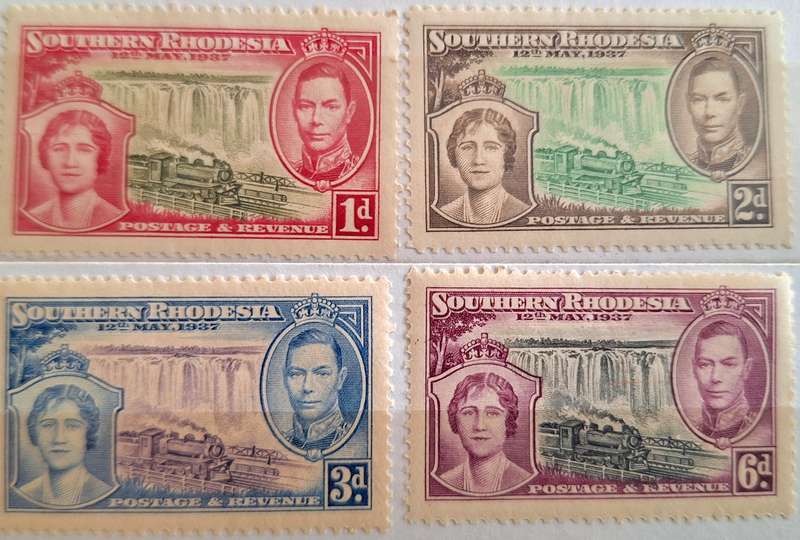 Southern Rhodesia 1937 Coronation George VI Set of 4 Mint stamps