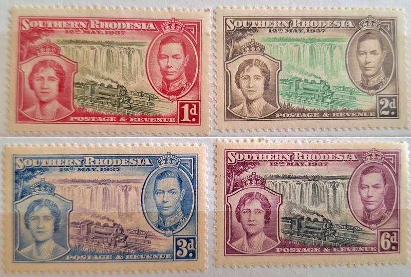 Southern Rhodesia 1937 Coronation George VI Set of 4 Mint stamps