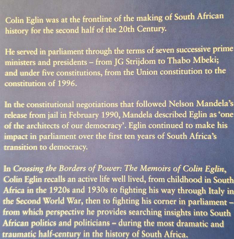 Crossing the Borders of Power by Colin Eglin Paperback SIGNED