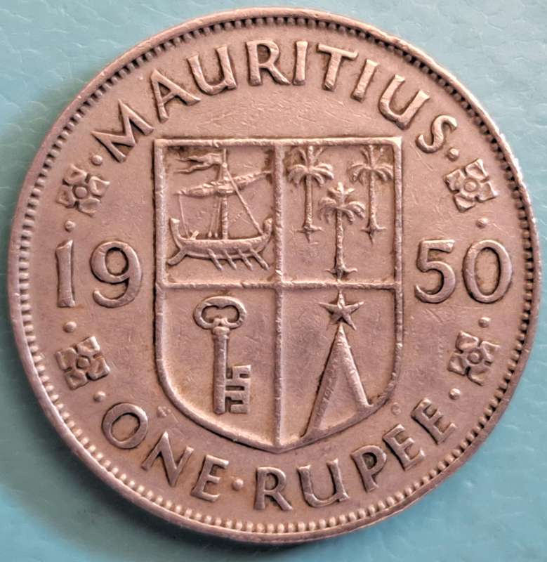 Mauritius 1950 1 Rupee George VI Copper-nickel