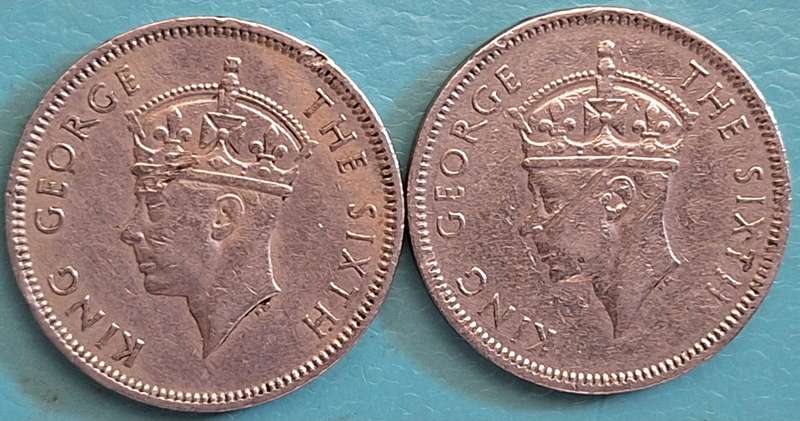 Mauritius 1950 and 1951 Half ½ Rupee George VI Copper-nickel