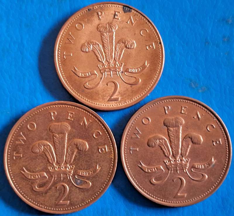 GB 2001, 2004, 2006 Elizabeth II 2 Two Pence (4th portrait, magnetic) Copper Plated Steel