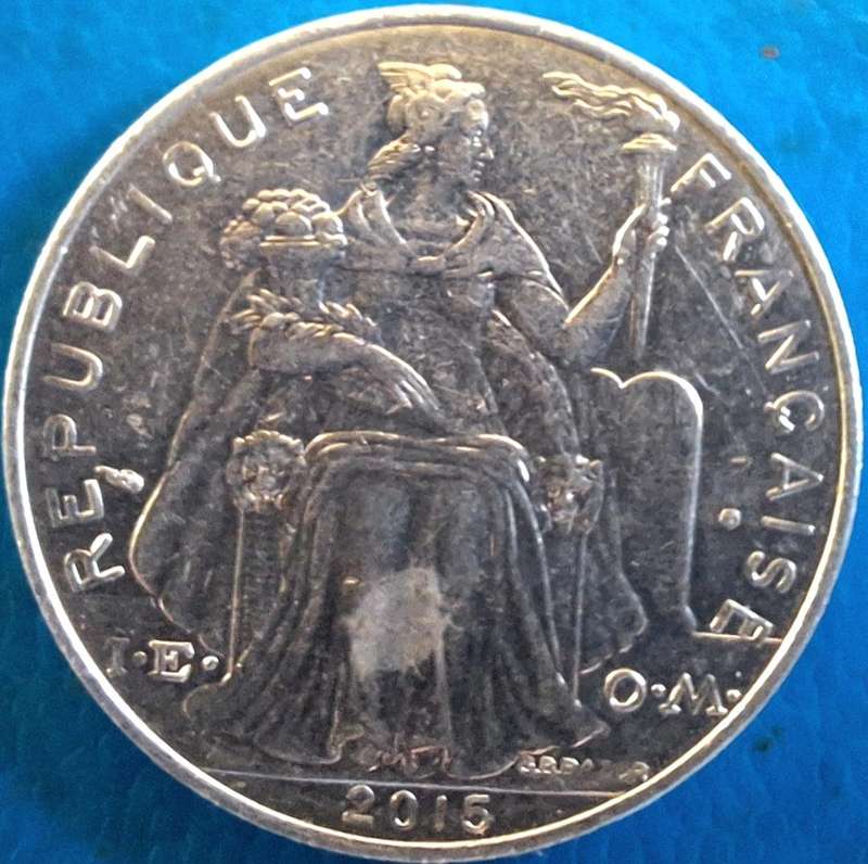 French Polynesia 2015 5 Francs with IEOM Alumminium
